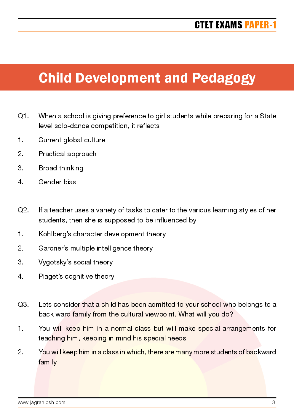 CTET Paper-1 Solved Questions and Answers - Page 3