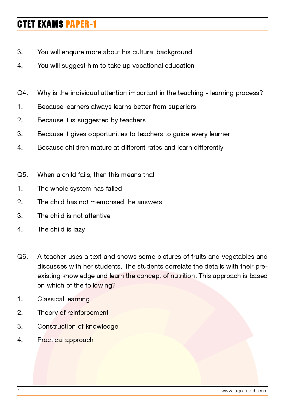 CTET Paper-1 Solved Questions and Answers - Page 4
