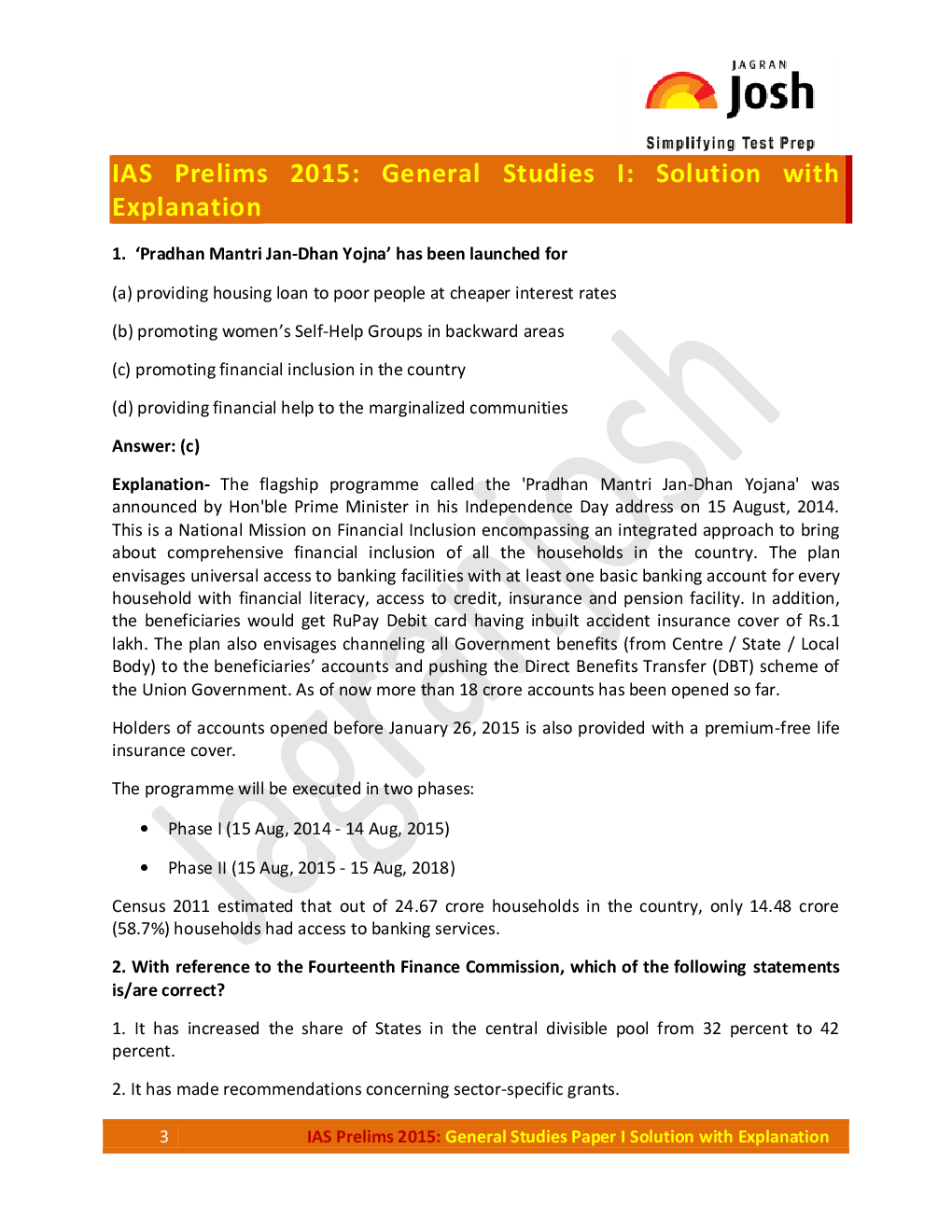 IAS Prelims 2015 General Studies Paper I Solution with Explanation - Page 3
