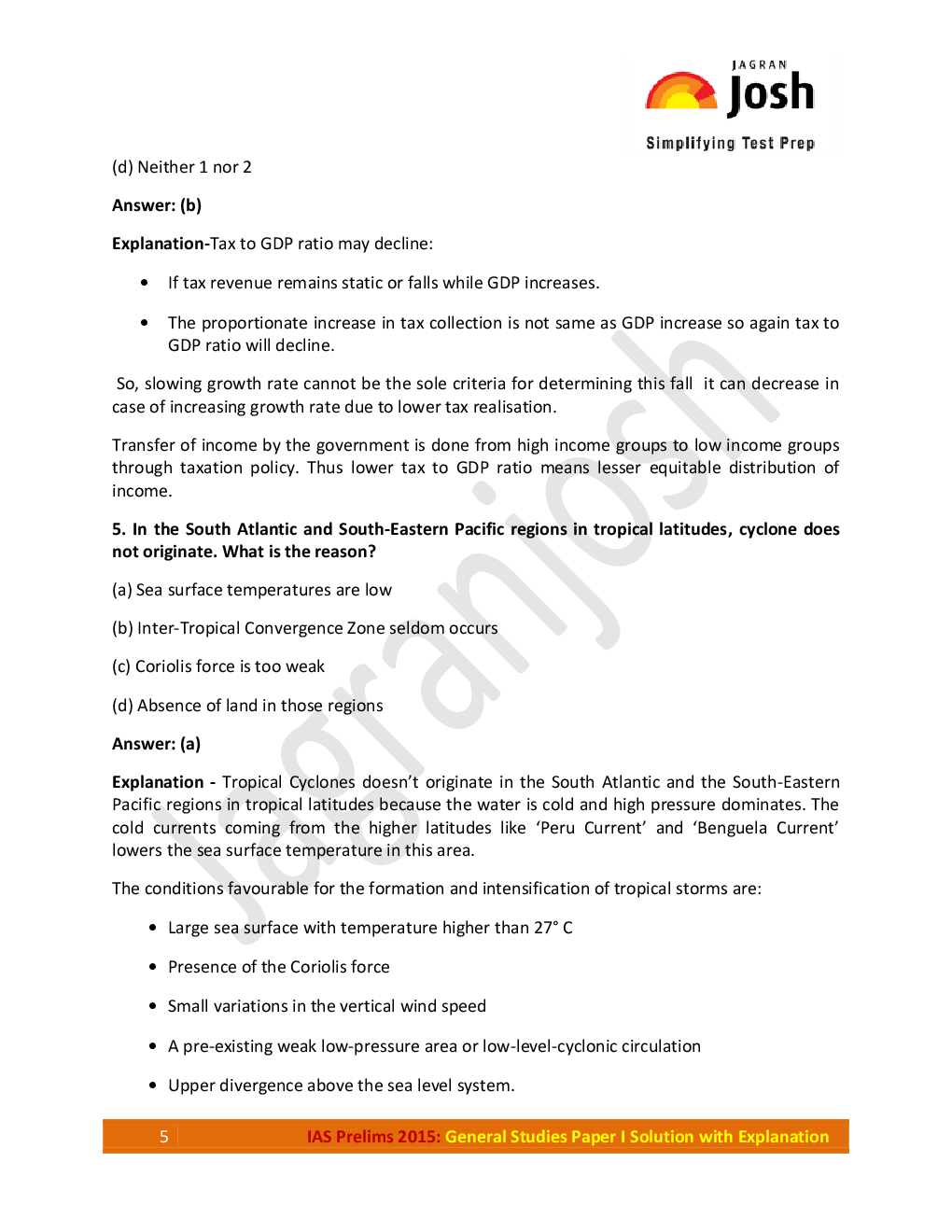 IAS Prelims 2015 General Studies Paper I Solution with Explanation - Page 5