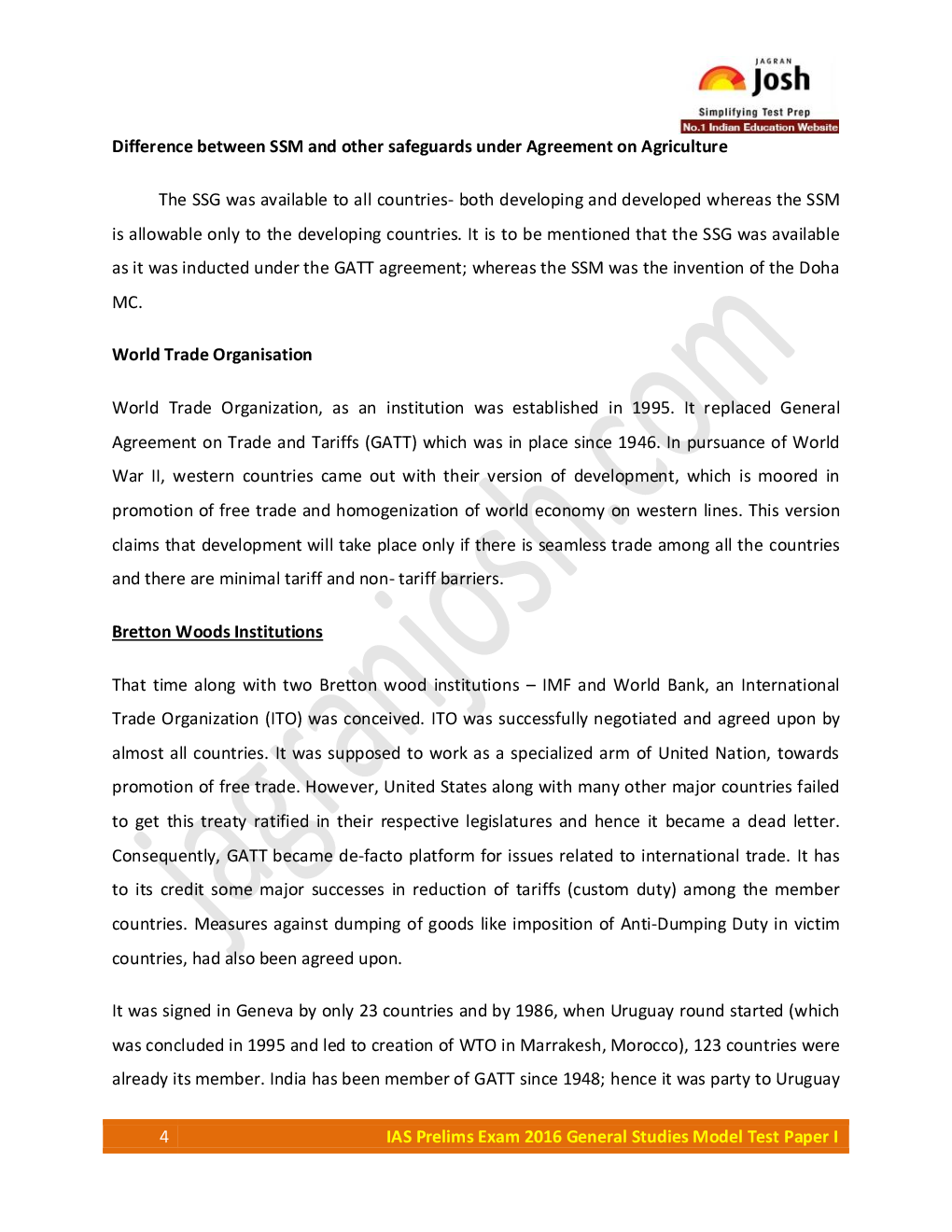 IAS Prelims Exam 2016 General Studies Model Test Paper - Page 4