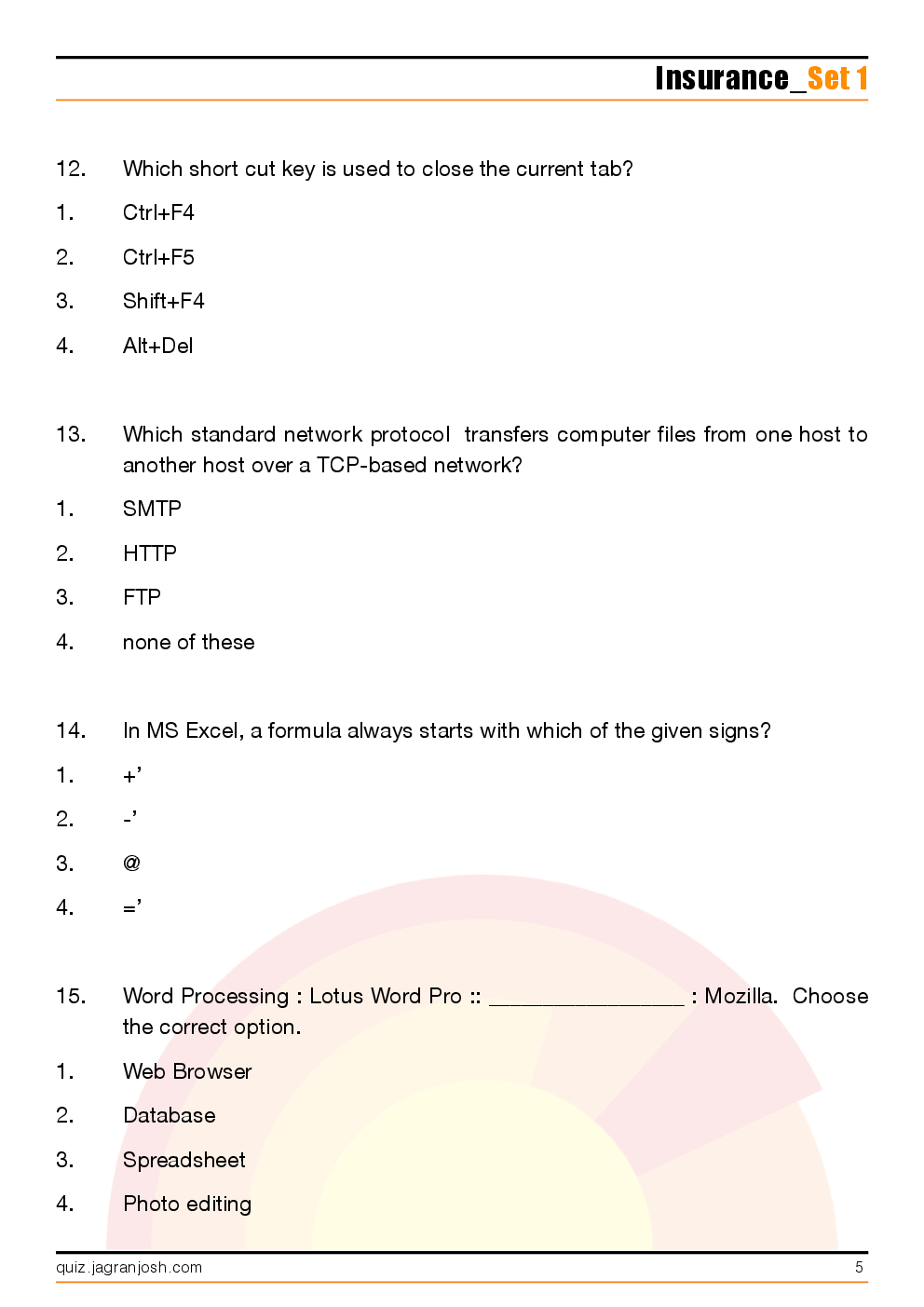 Insurance Exam Previous Year Papers (2011-2015) - Page 5