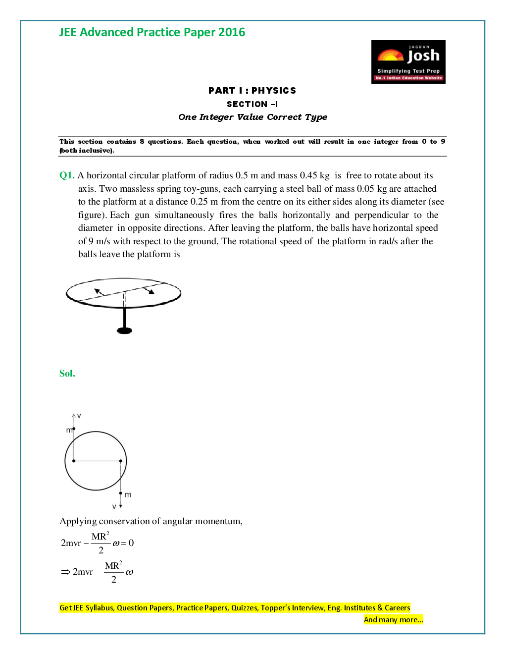 JEE Advanced Solved Practice Paper (Set-VII) - Page 2