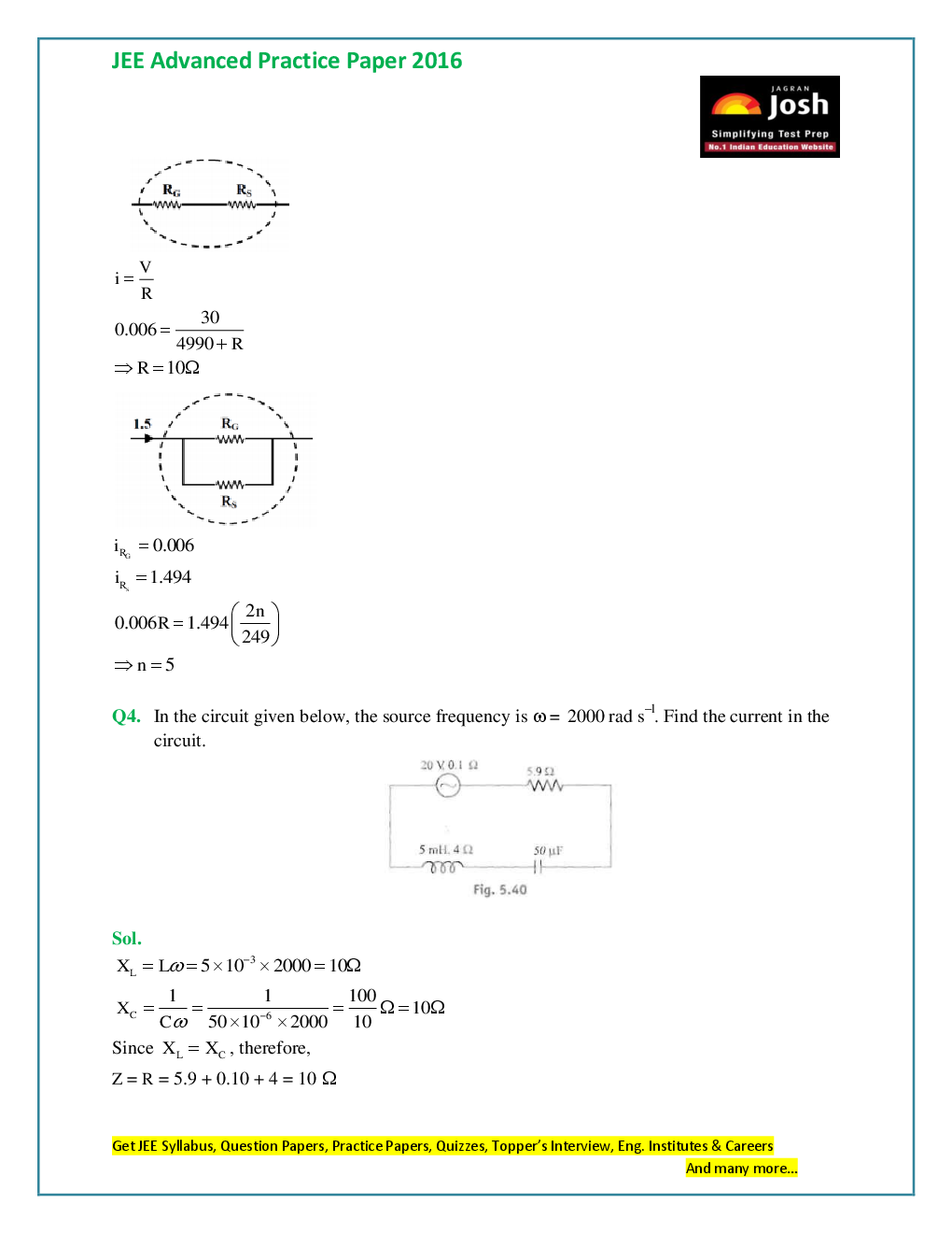 JEE Advanced Solved Practice Paper (Set-VII) - Page 4