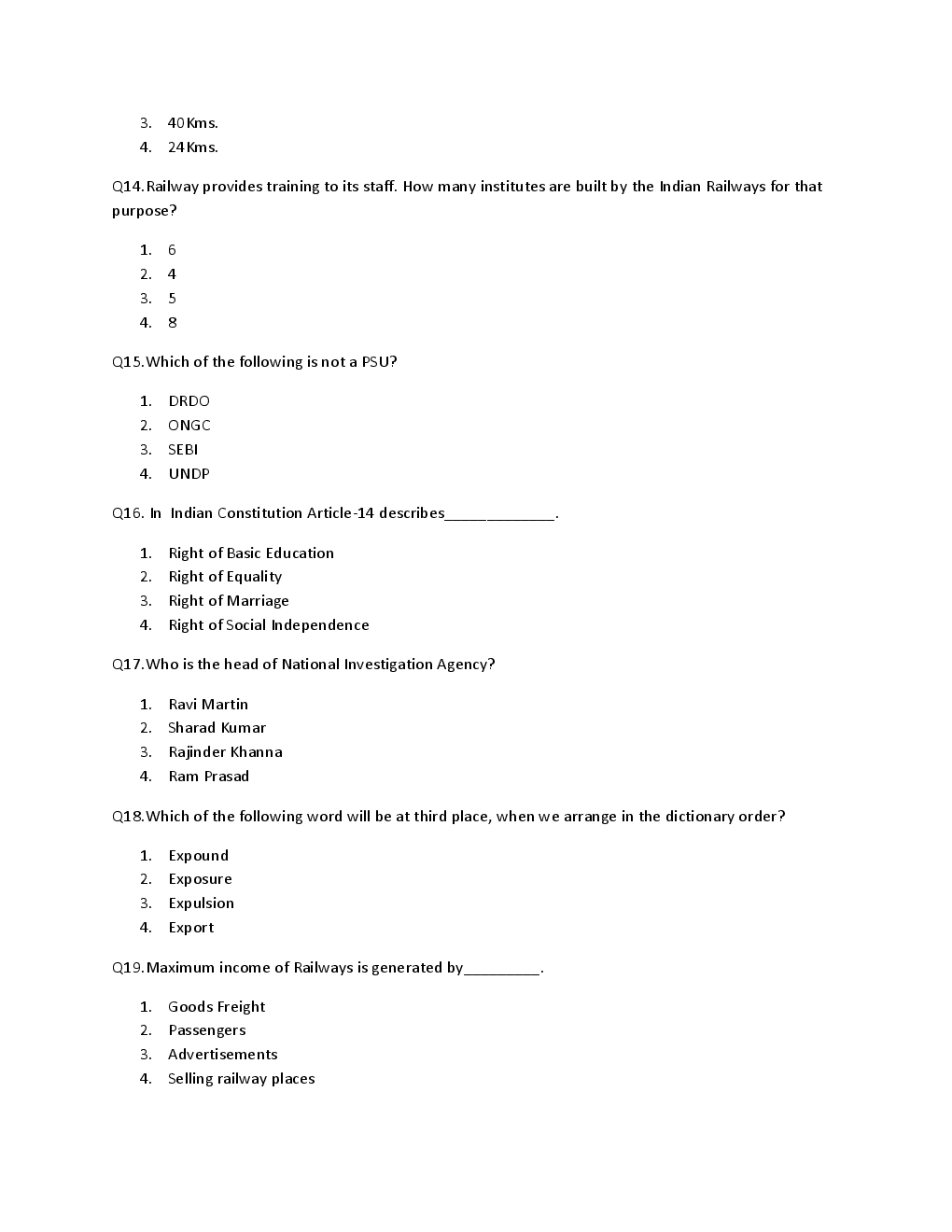 Model Test Paper For RRB Exam - Page 4