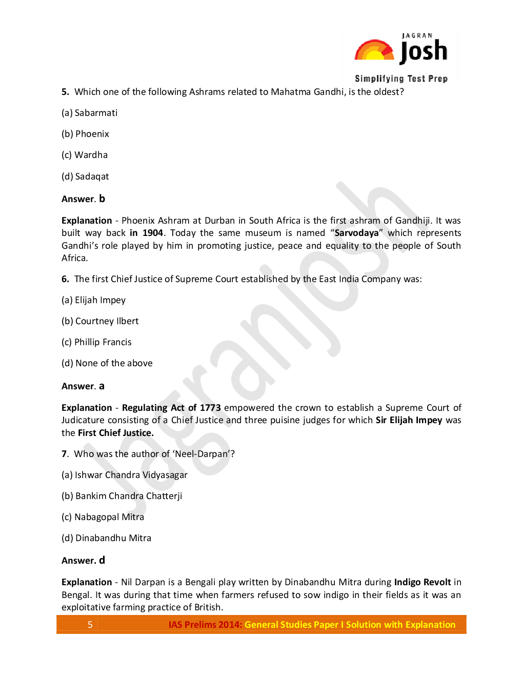 Uttarakhand PCS Prelims Exam 2012 General Studies Paper-I Solution with Explanation - Page 5