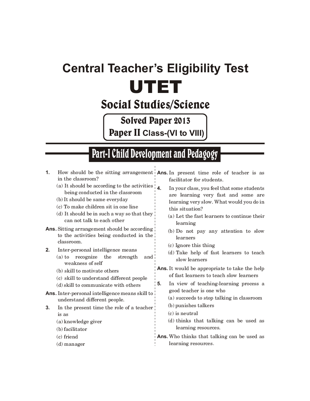 CTET Paper II Elementary Level Social Science for  Class 6 to 8 - Page 2
