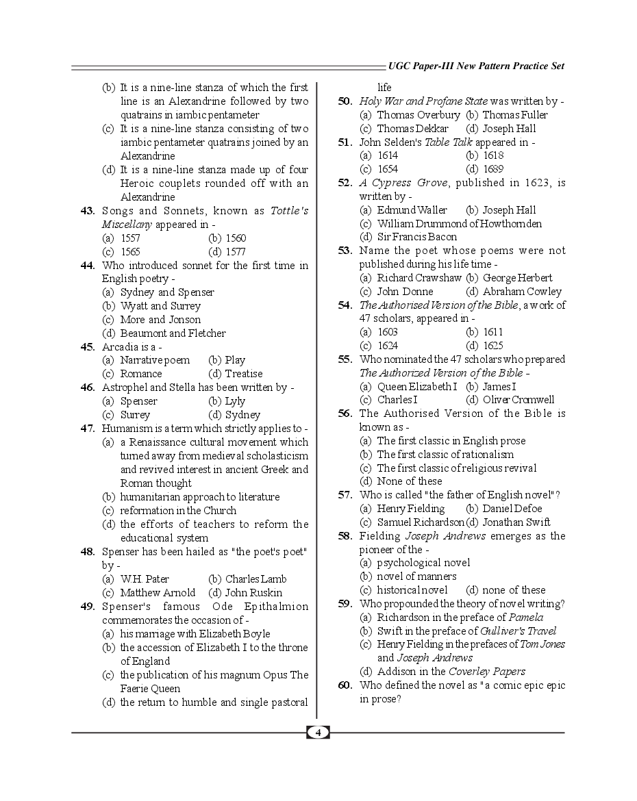 UGC-NET Paper-III Objective Type Question Bank English Litrature (New Pattern) - Page 5