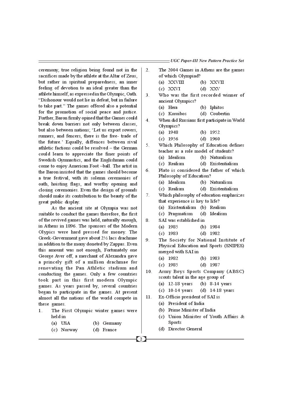 UGC-NET Paper-III Objective Type Question Bank Physical Education (New Pattern) - Page 3