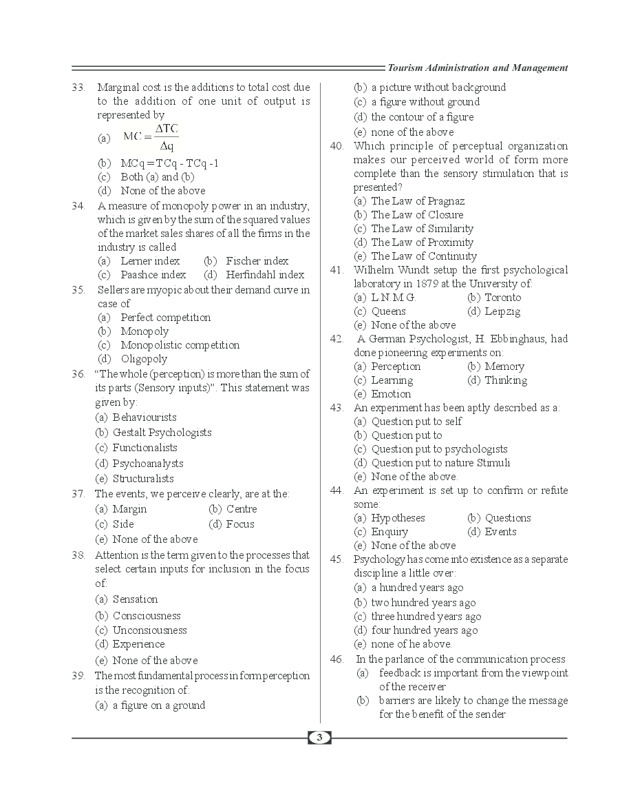 UGC-NET Paper-III Objective Type Question Bank Tourism (New Pattern) - Page 5