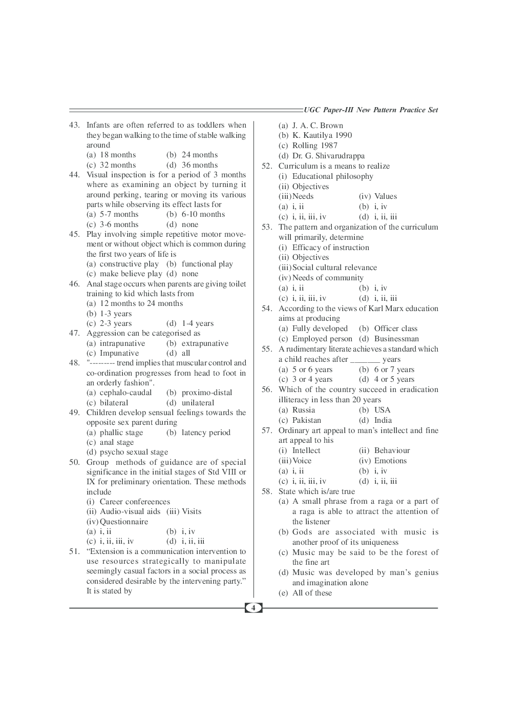 UGC-NET Paper-III Objective Type Question Bank Home Science (New Pattern) - Page 5