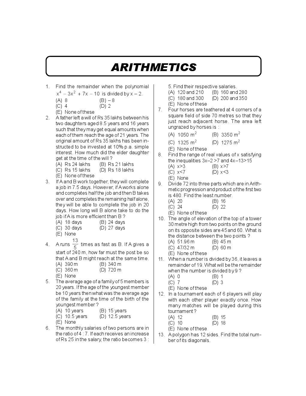 Arithmetic Questions Bank With Detailed Solution For SSC And Railway Exam - Page 2