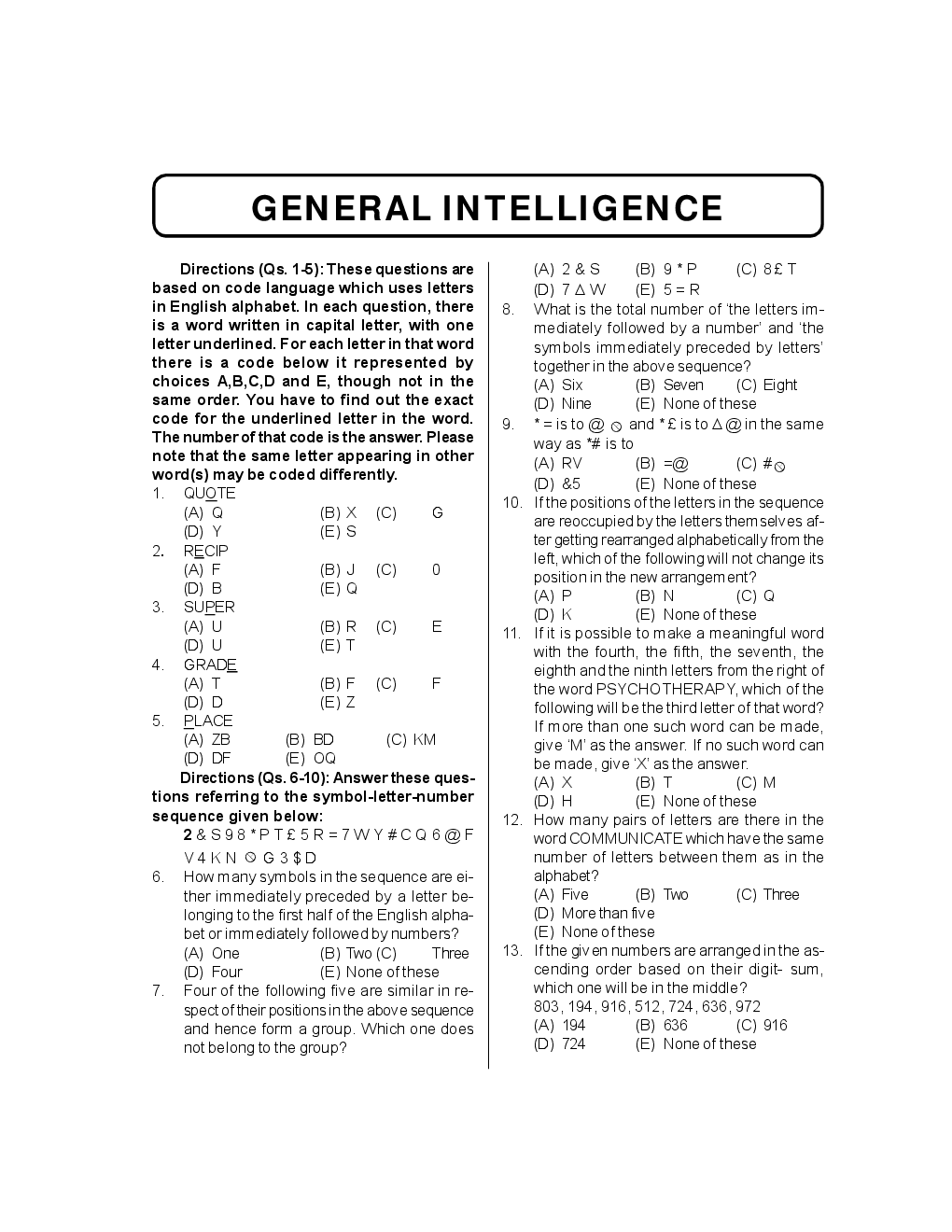 General Intelligence For SSC, Railway And Other Clerical Level Entrance Exam (Question Bank with Detailed Solutions) - Page 2