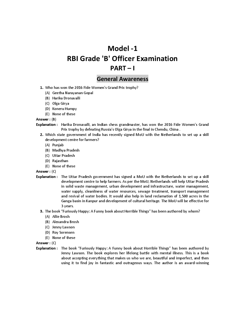 RBI Grade Exam Phase-I Mock Test Papers With Detailed Solution - Page 2