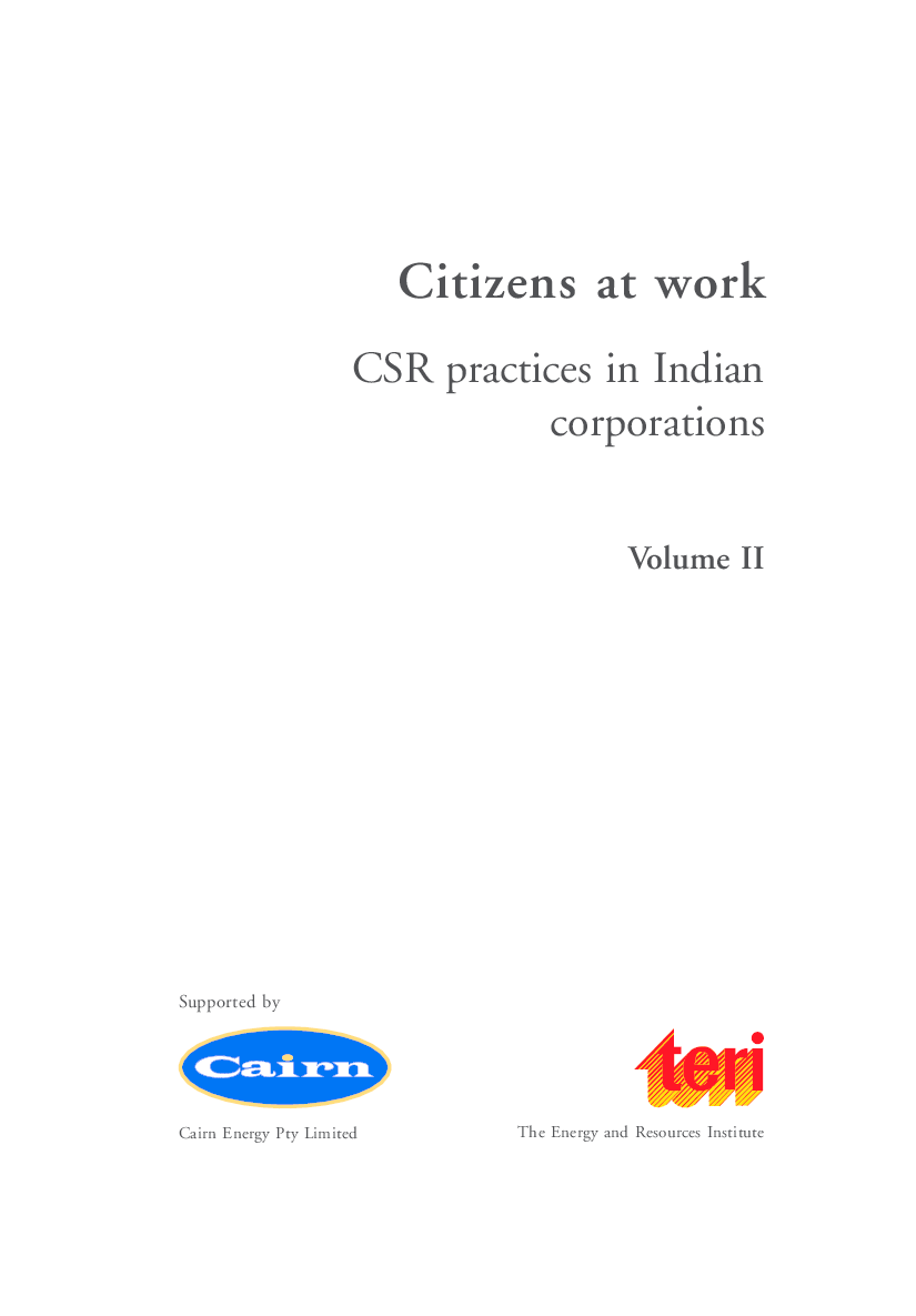 Citizens at Work : Volume 2 : CSR Practices in Indian Corporations - Page 2