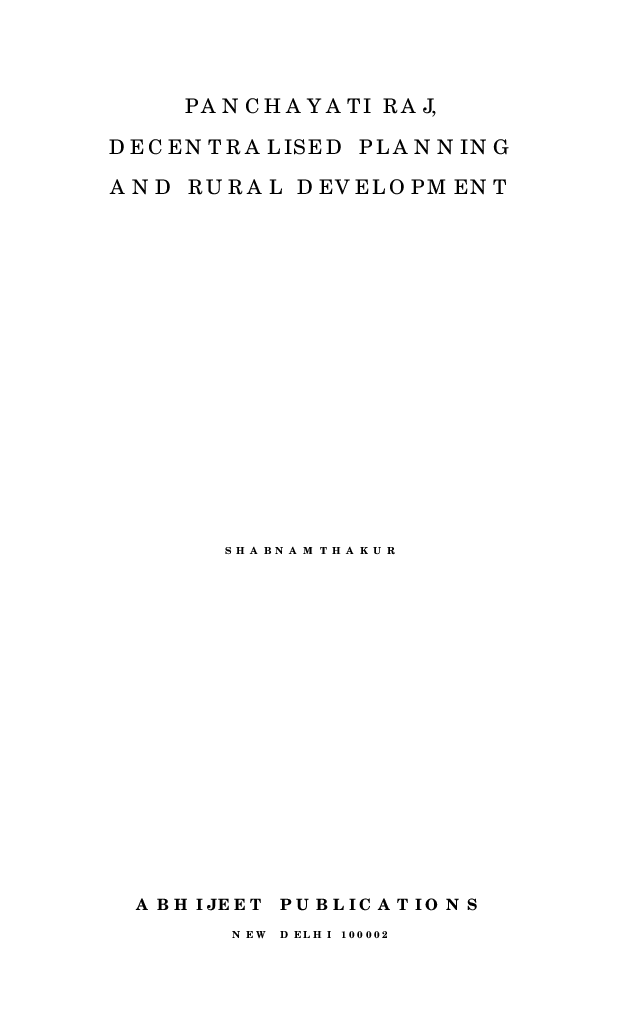 Panchayati Raj, Decentralization and Rural Development - Page 3