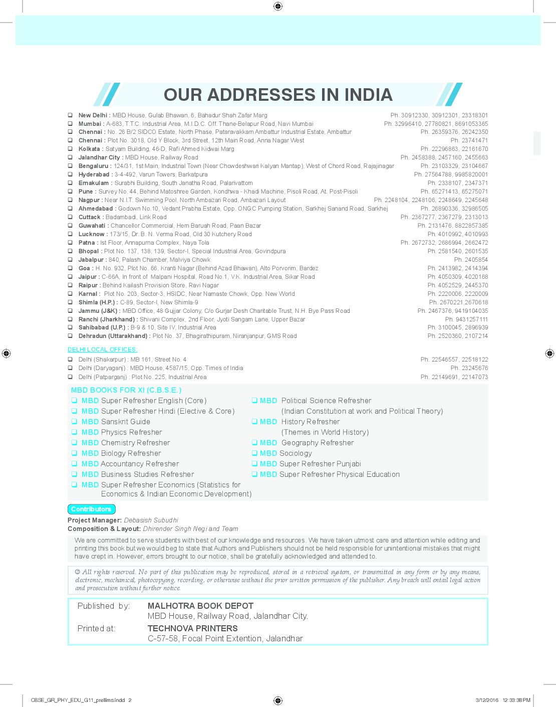 MBD CBSE Super Refresher Physical Education For Class 11 - Page 3
