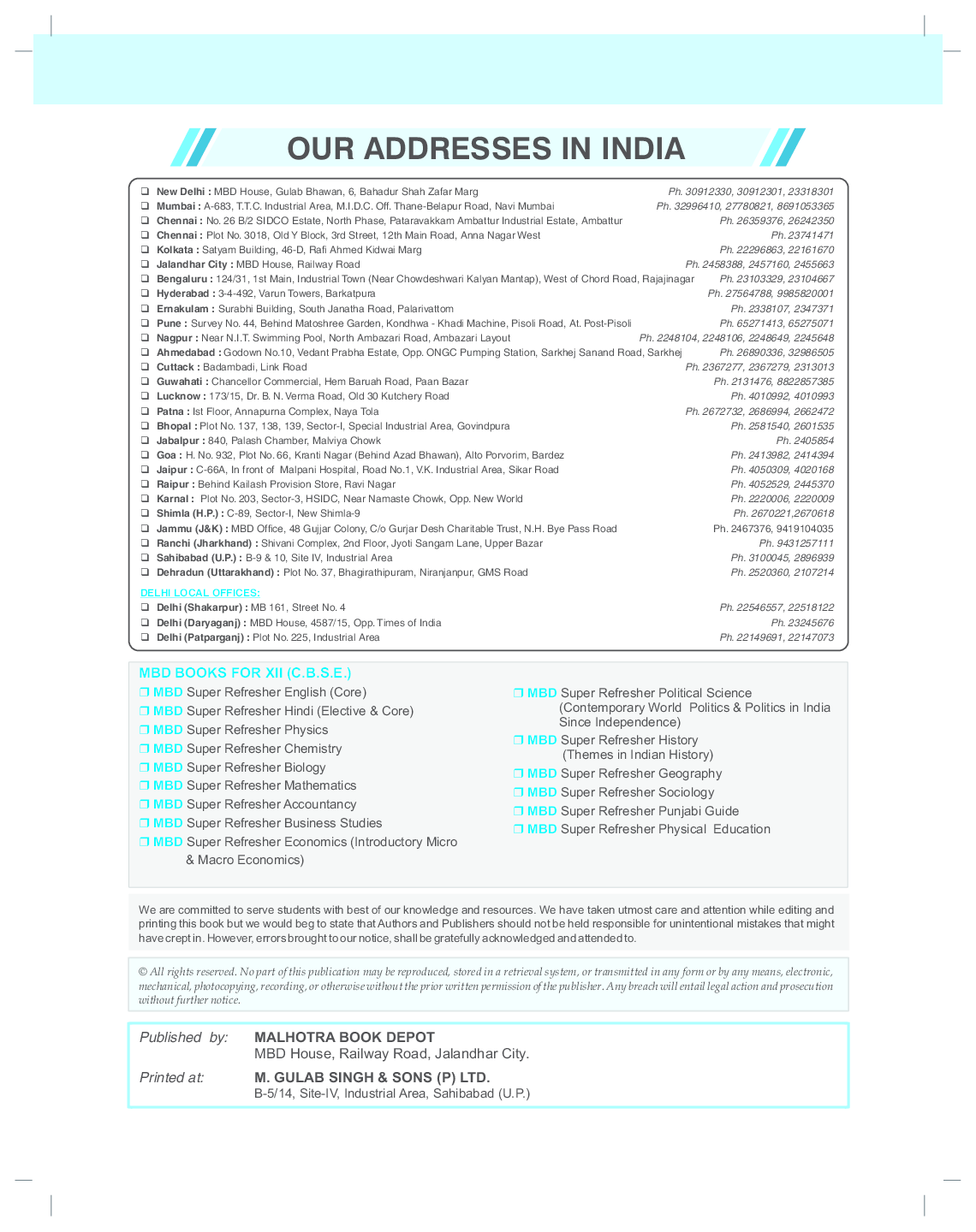 MBD CBSE Super Refresher Chemistry For Class 12 - Page 3