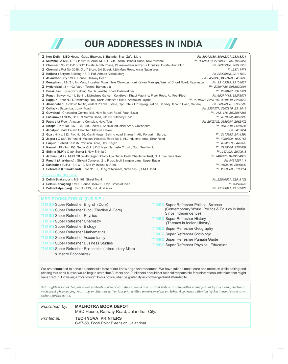 MBD Super Refresher Physics For Class 12 - Page 3