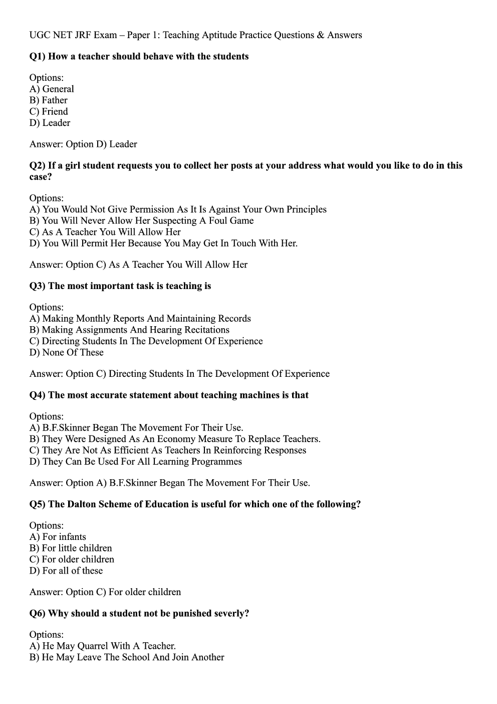 UGC NET Teaching & Research Aptitude (General Paper-I) Expected Question Paper - Page 2