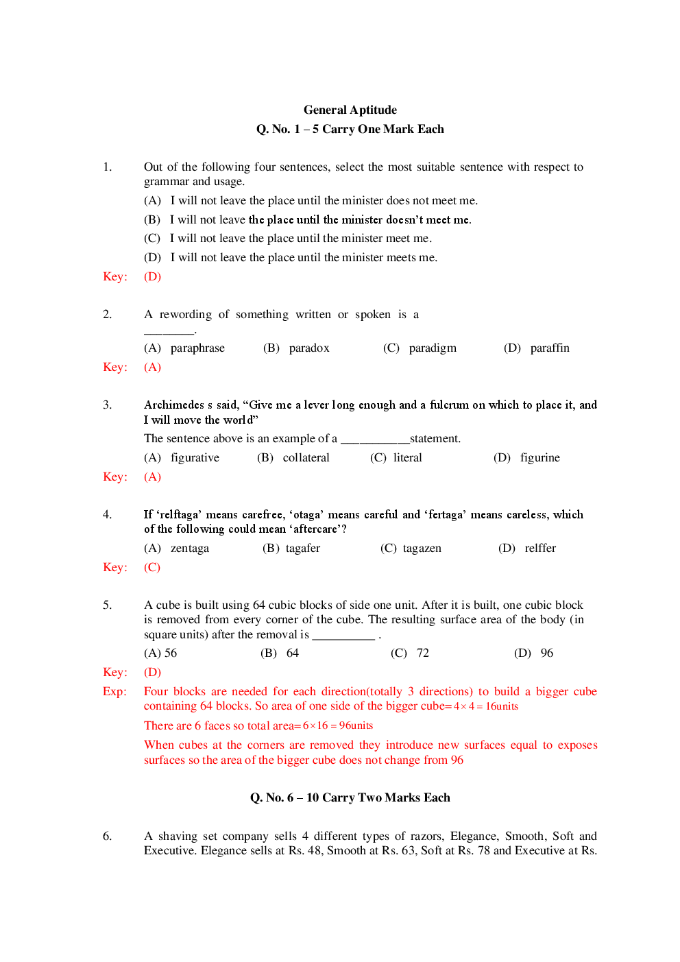 GATE General Aptitude Solved Paper For Civil Engineering - Page 2