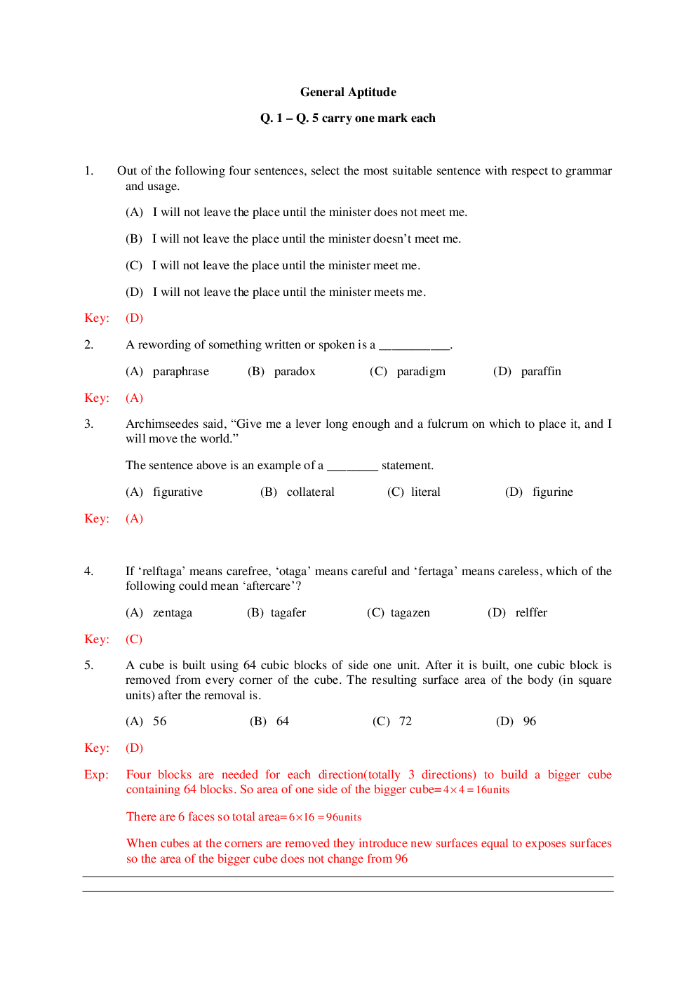 GATE General Aptitude Solved Paper For Computer Science and Information Technology - Page 2