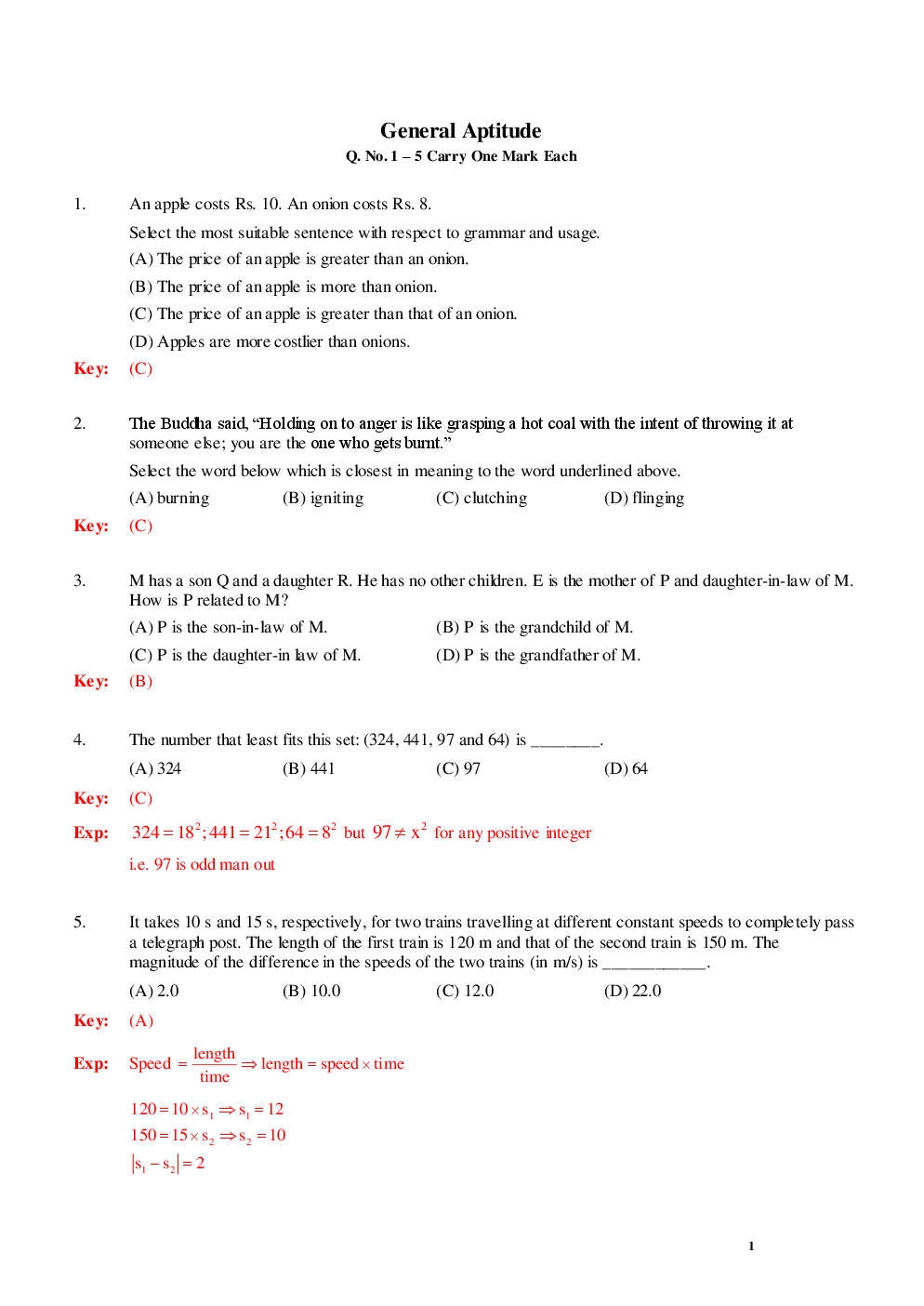 GATE General Aptitude Solved Paper For Instrumentation Engineering - Page 2