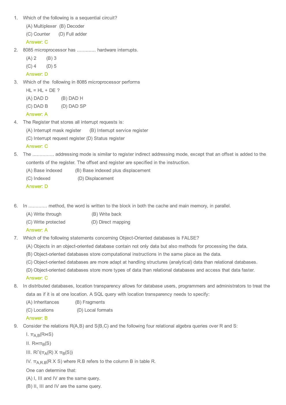 CBSE UGC NET Solved Computer Science Paper III 2016 (Jul-Aug) - Page 2