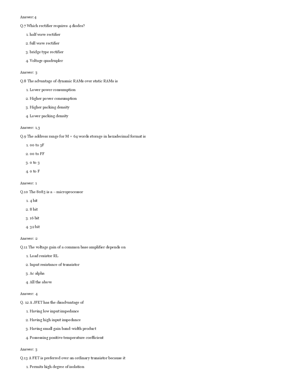GATE Electronics Engineering Multiple Choice Questions With Answers - Page 3