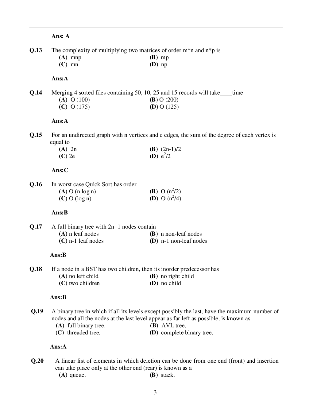 GATE Data Structures Objective Type Questions With Answers (Computer Science) - Page 4