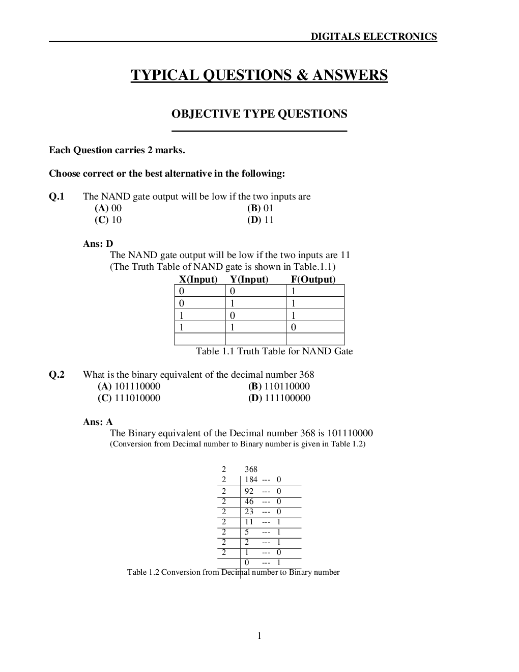 GATE Digitals Electronics Objective Type Questions With Answers (Computer Science) - Page 2