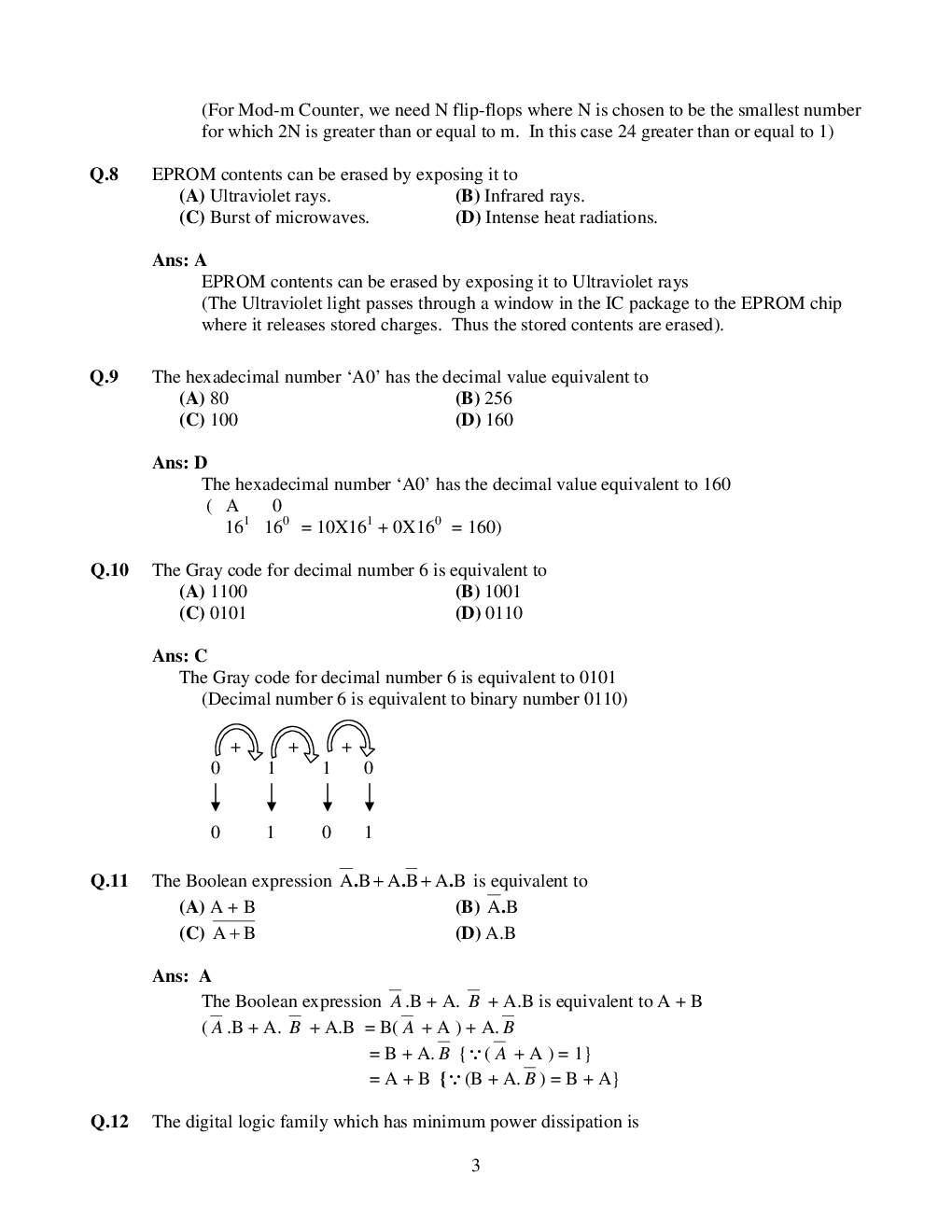 GATE Digitals Electronics Objective Type Questions With Answers (Computer Science) - Page 4