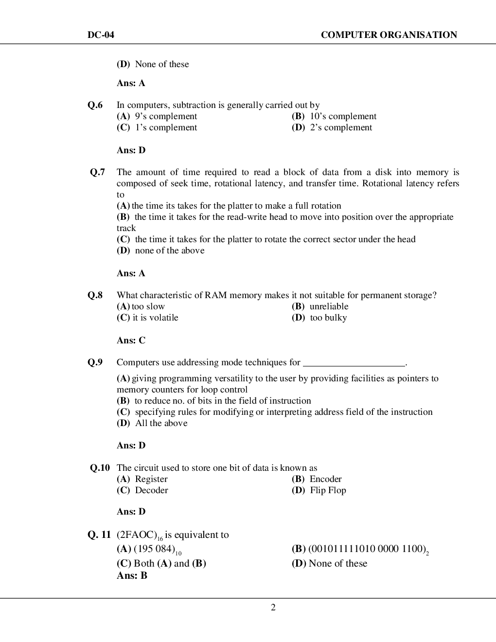 GATE Computer Organisation Objective Type Questions With Answers (Computer Science) - Page 3
