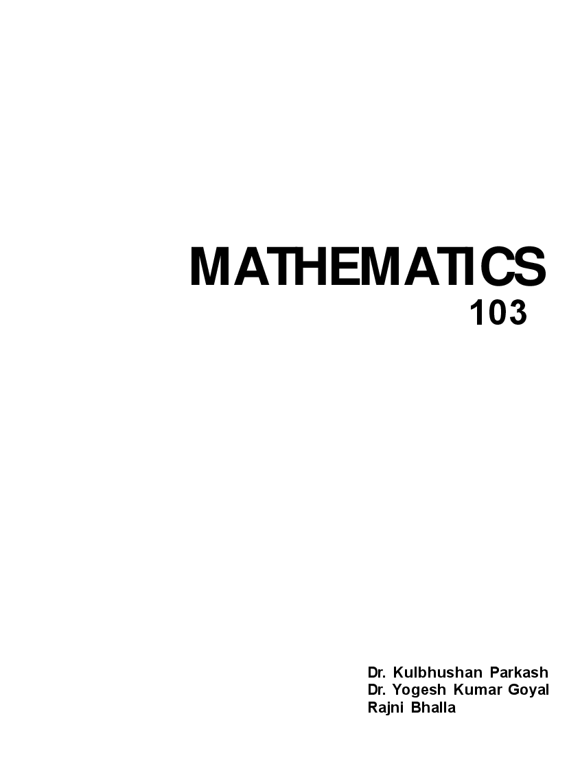 BCA Mathematics 103 - Page 1