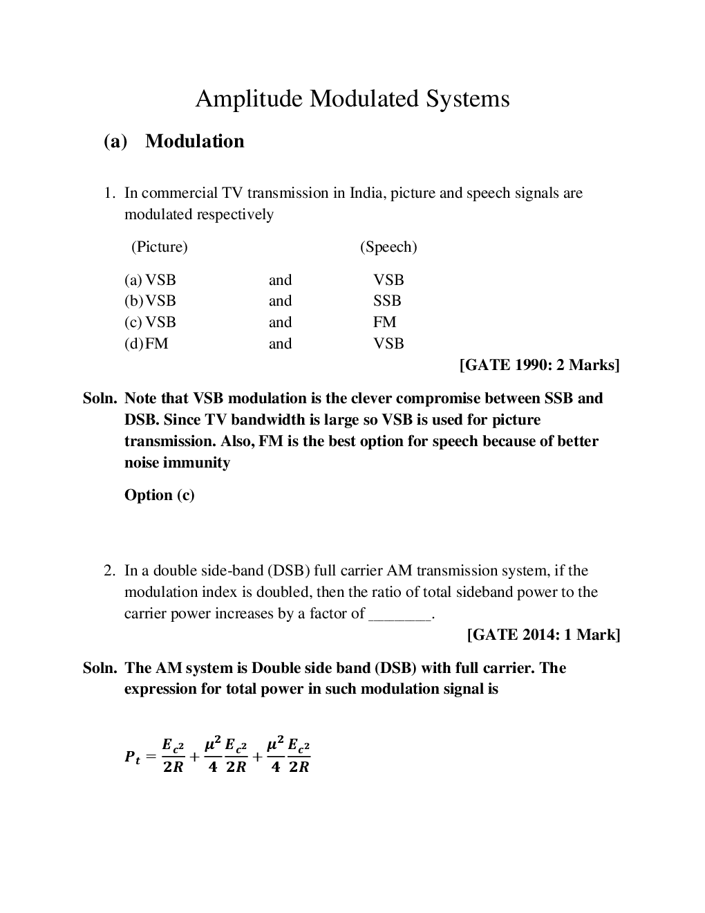 Download GATE 2022 Communication Systems Objective Type Questions With Answers Electronics