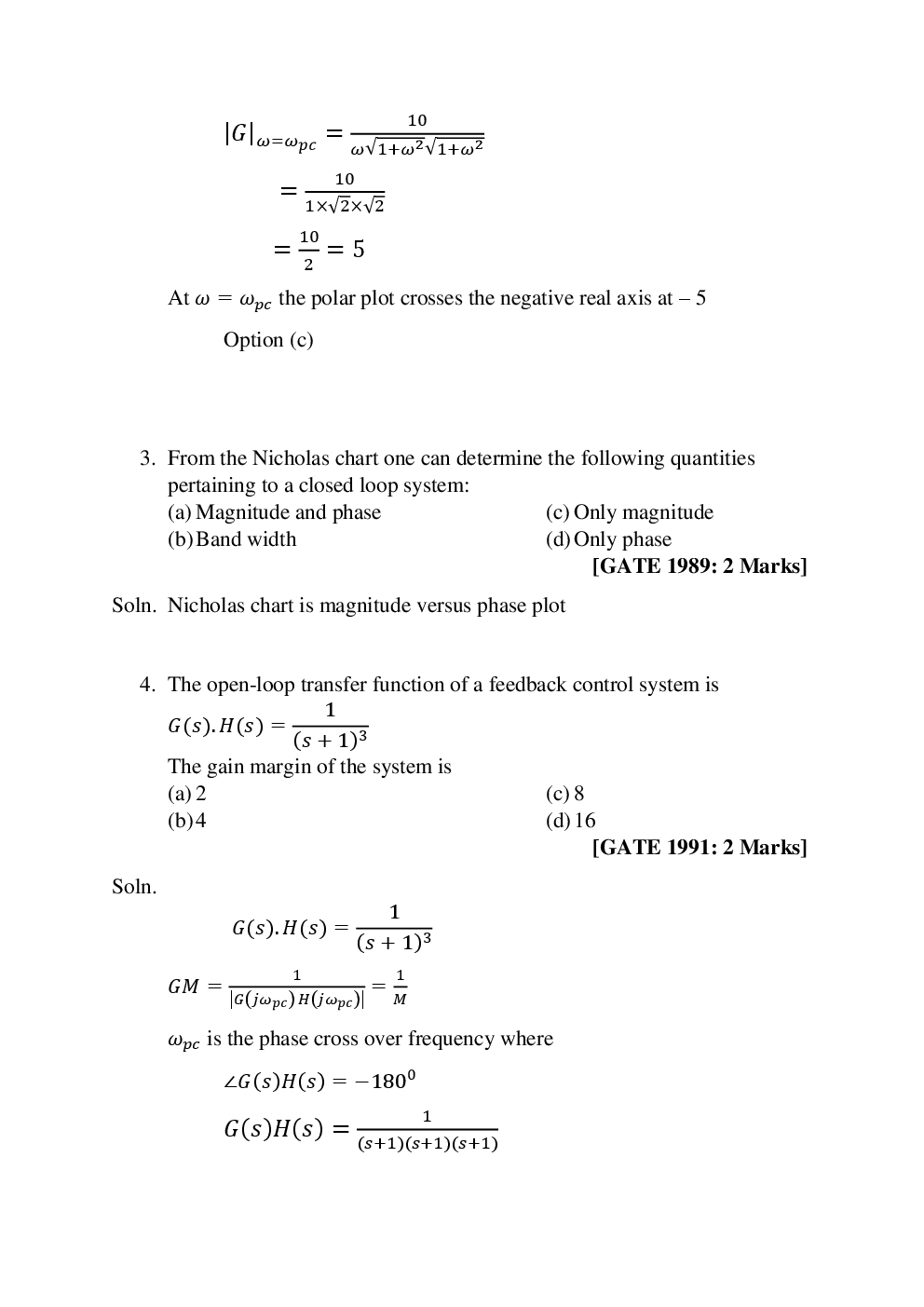 GATE Control Systems Objective Type Questions With Answers (Electronics Engineering) - Page 3