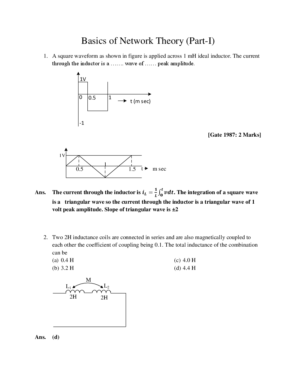 GATE Networks, Signals And Systems Objective Type Questions With Answers (Electronics Engineering) - Page 2