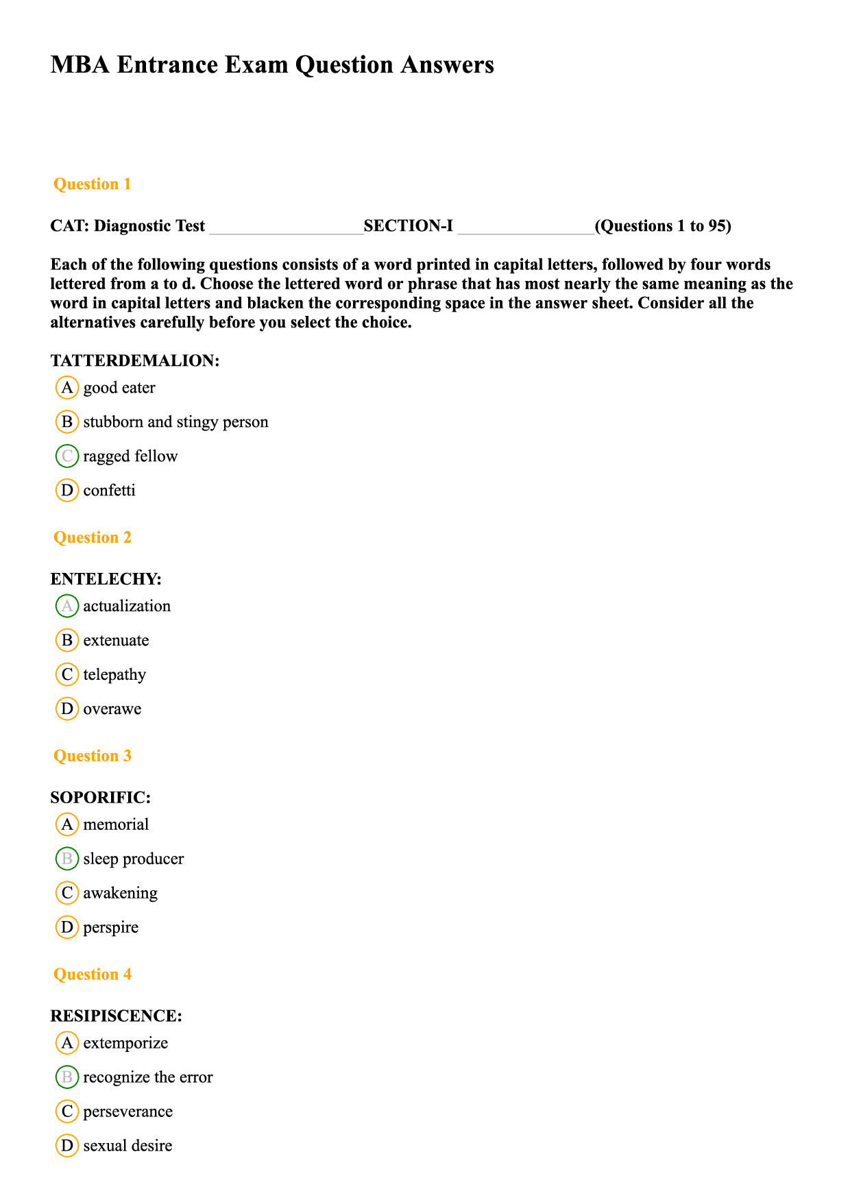 MAT MCQ's With Answers Set-A - Page 2