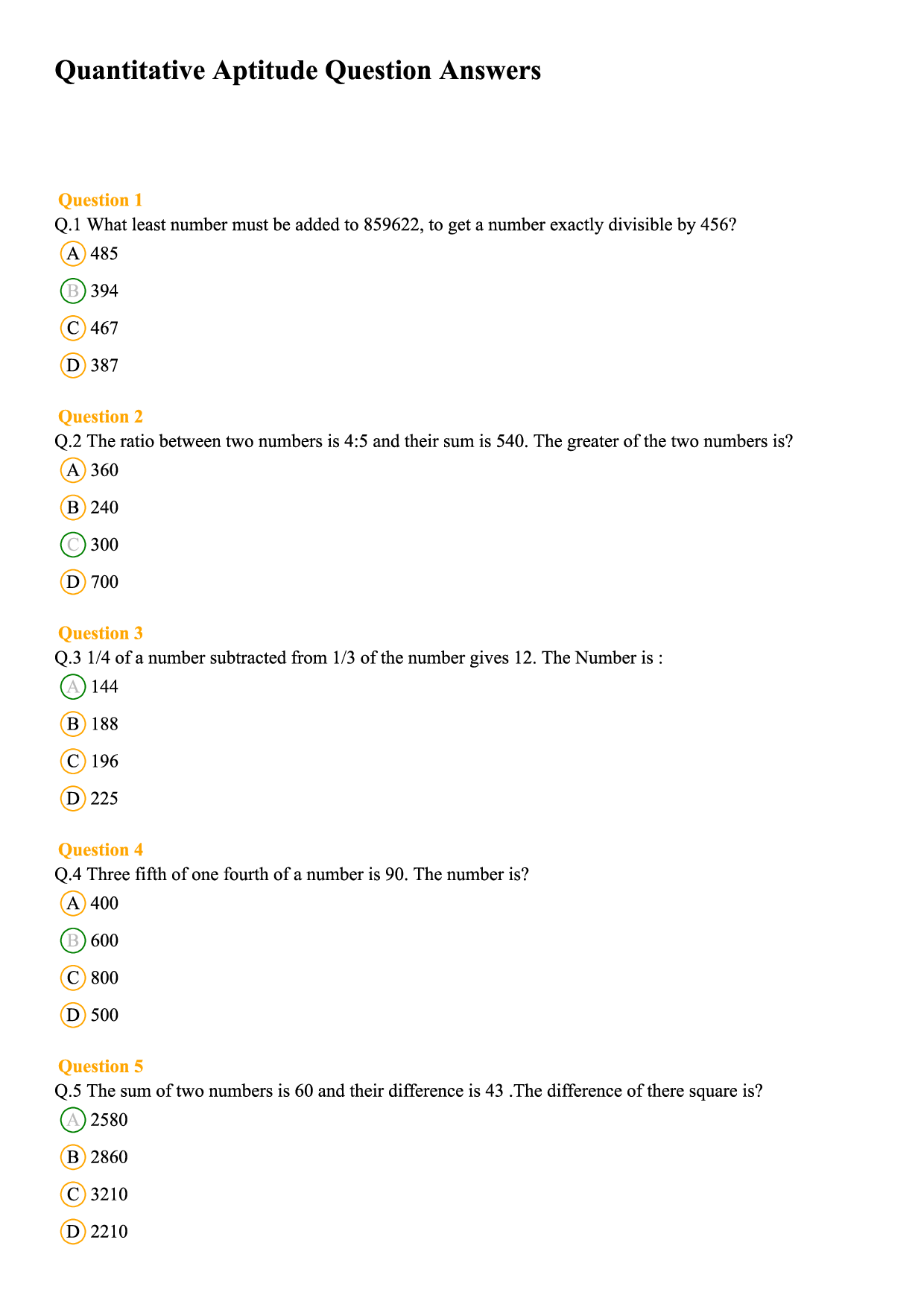 MAT MCQ's With Answers Set-B - Page 2