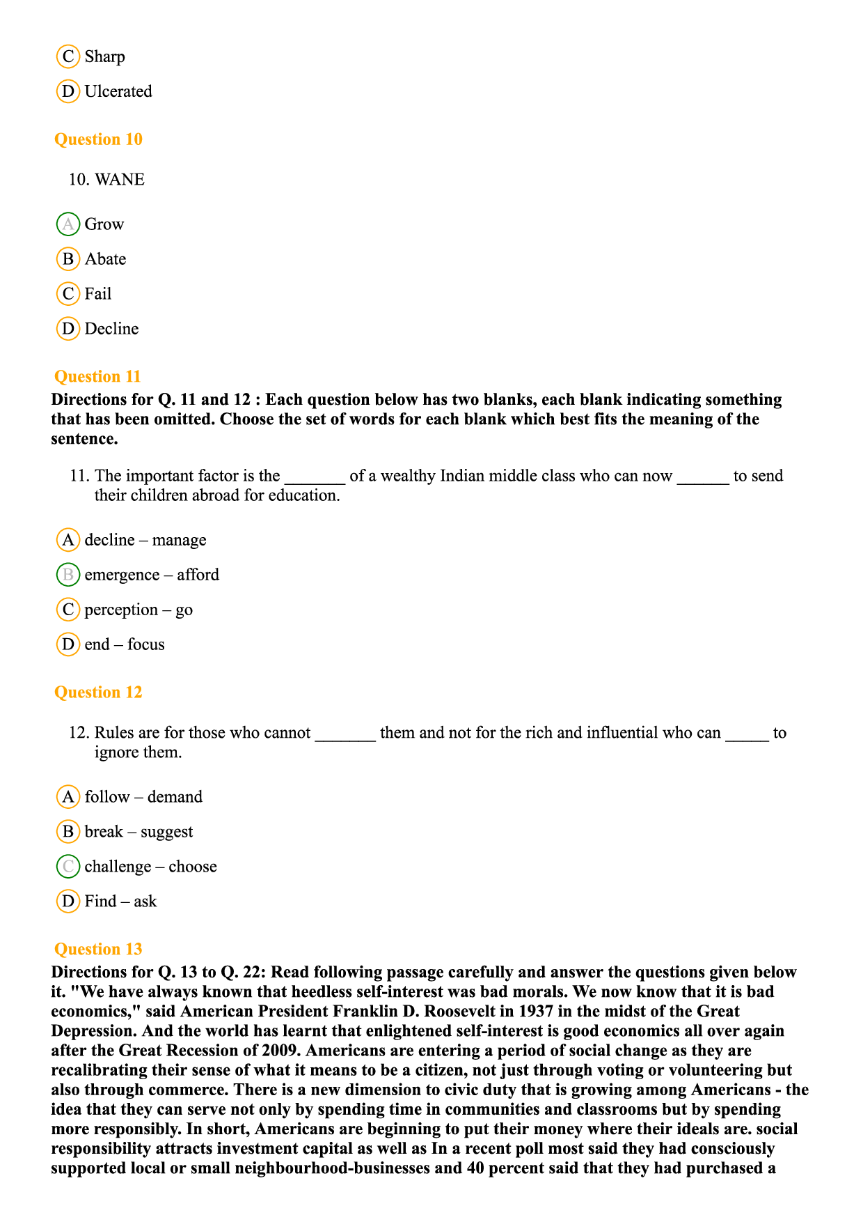 MAT MCQ's With Answers Set-C - Page 4