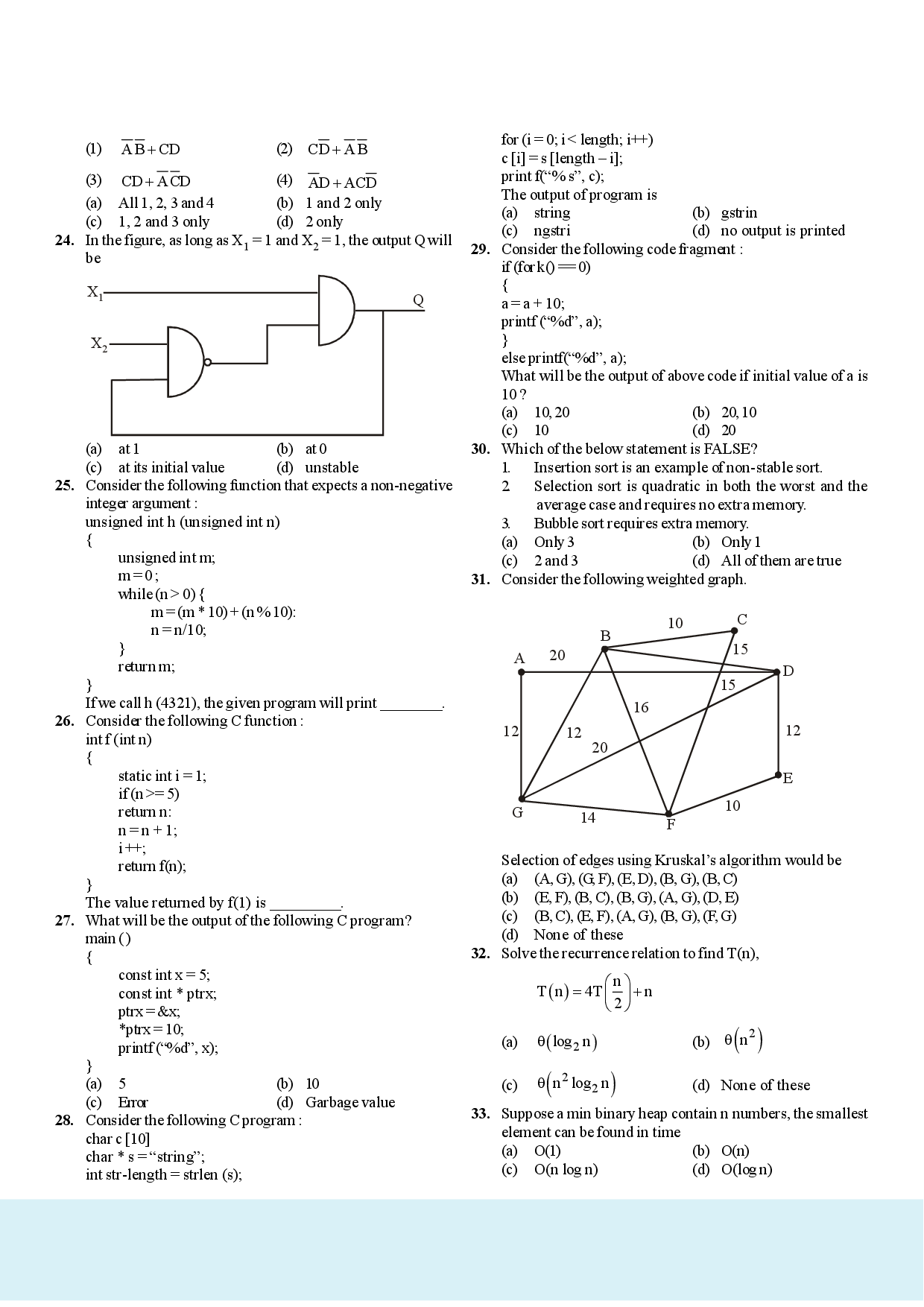 GATE Computer Science Engineering Practice Set With Solution - Page 4