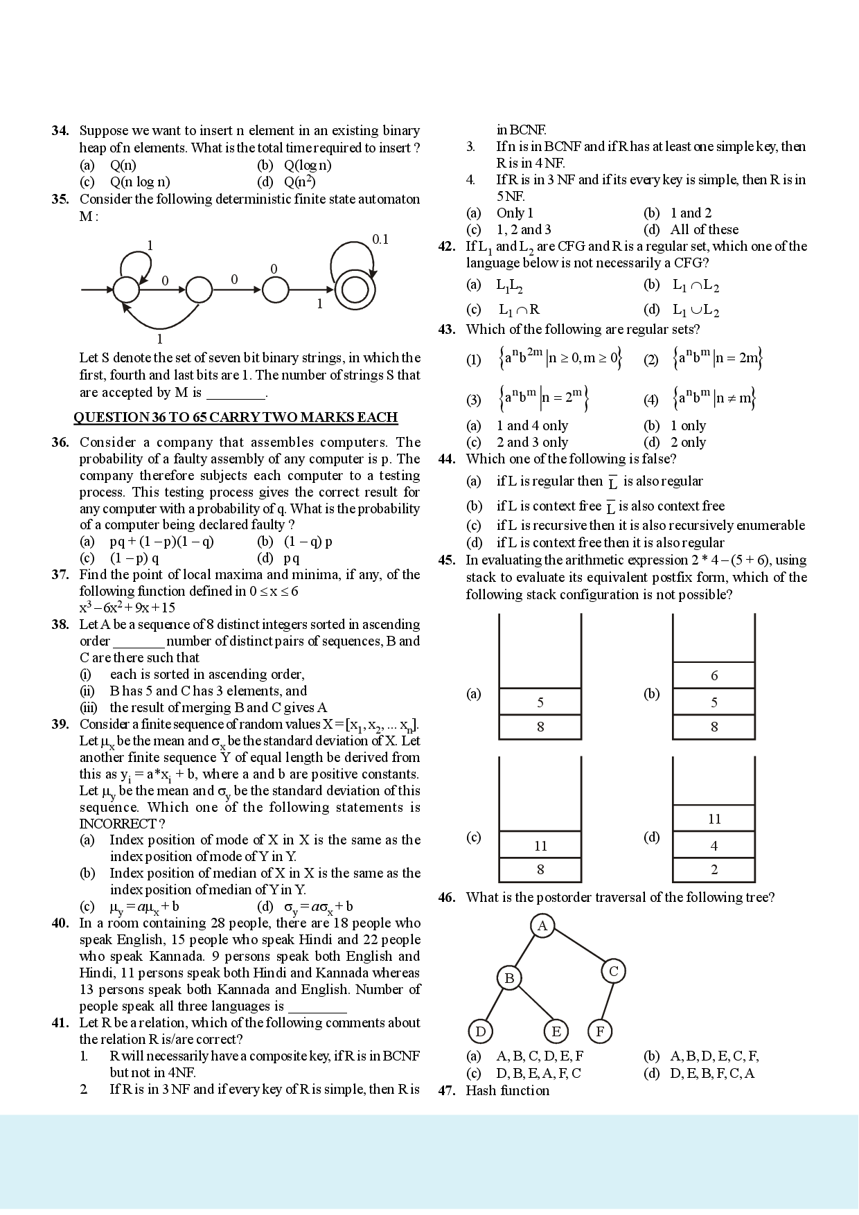 GATE Computer Science Engineering Practice Set With Solution - Page 5