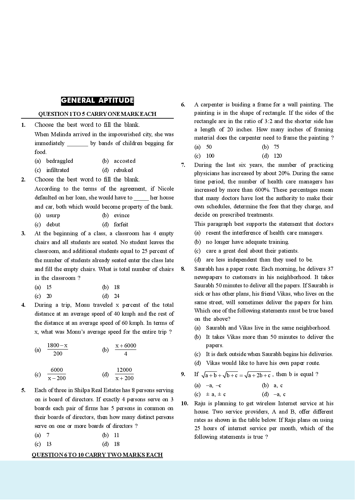 GATE Mechanical Engineering Practice Set With Solution - Page 2