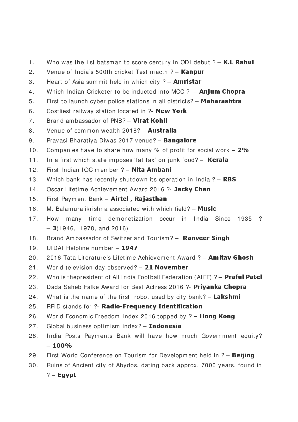 650 General Awareness Questions With Answer For Various Competitive Exams - Page 2