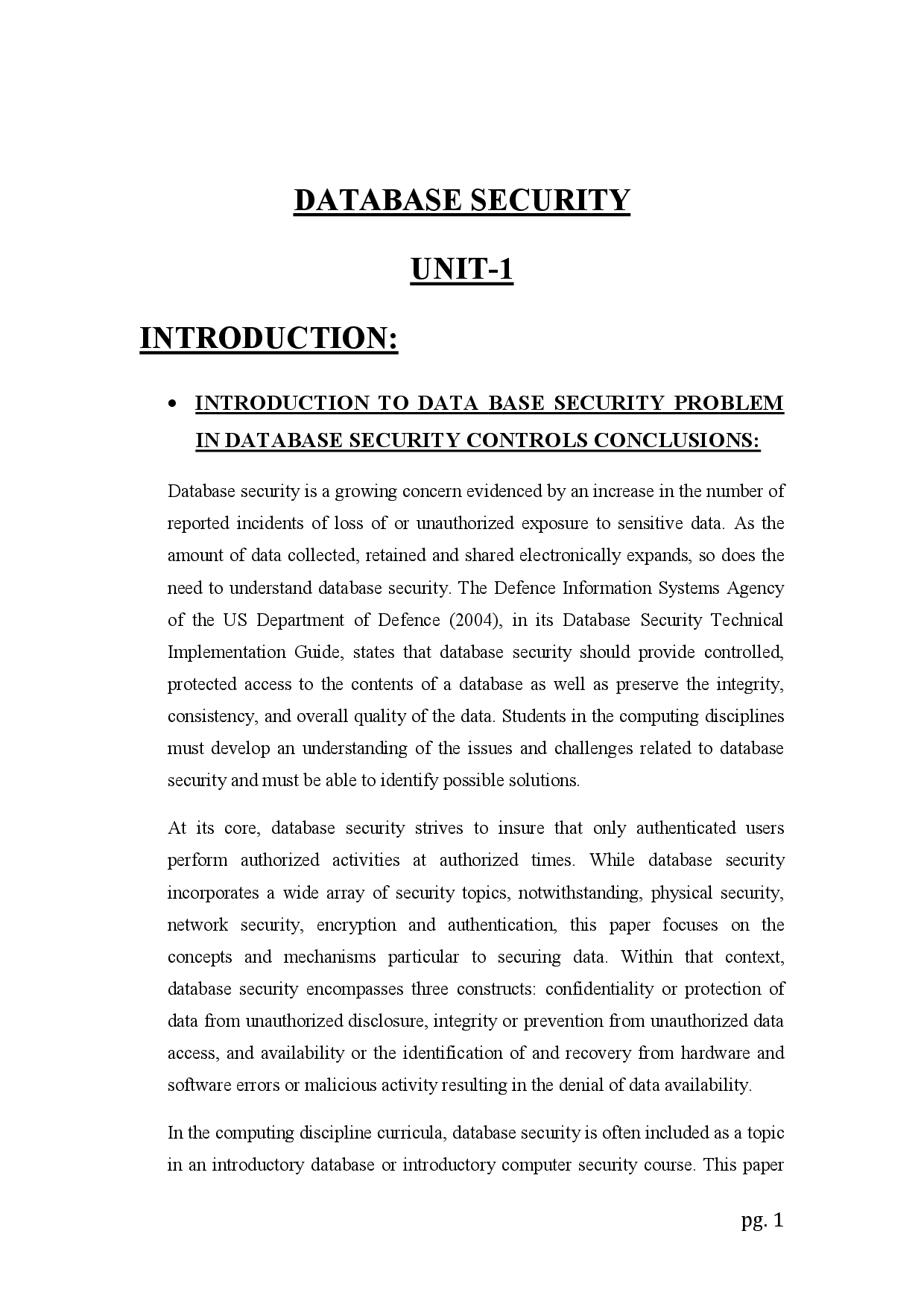 JNTU Study Material For Database Security (Computer Science Engineering) - Page 2