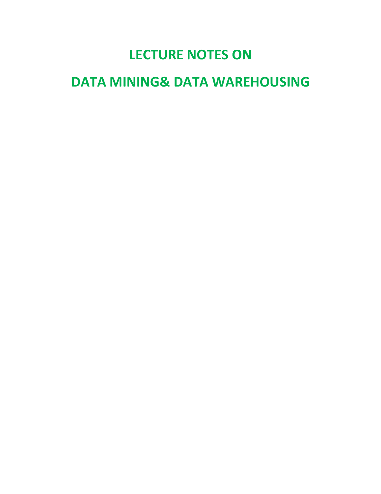 JNTU Study Material For Data Warehousing And Data Mining (Computer Science Engineering) - Page 2