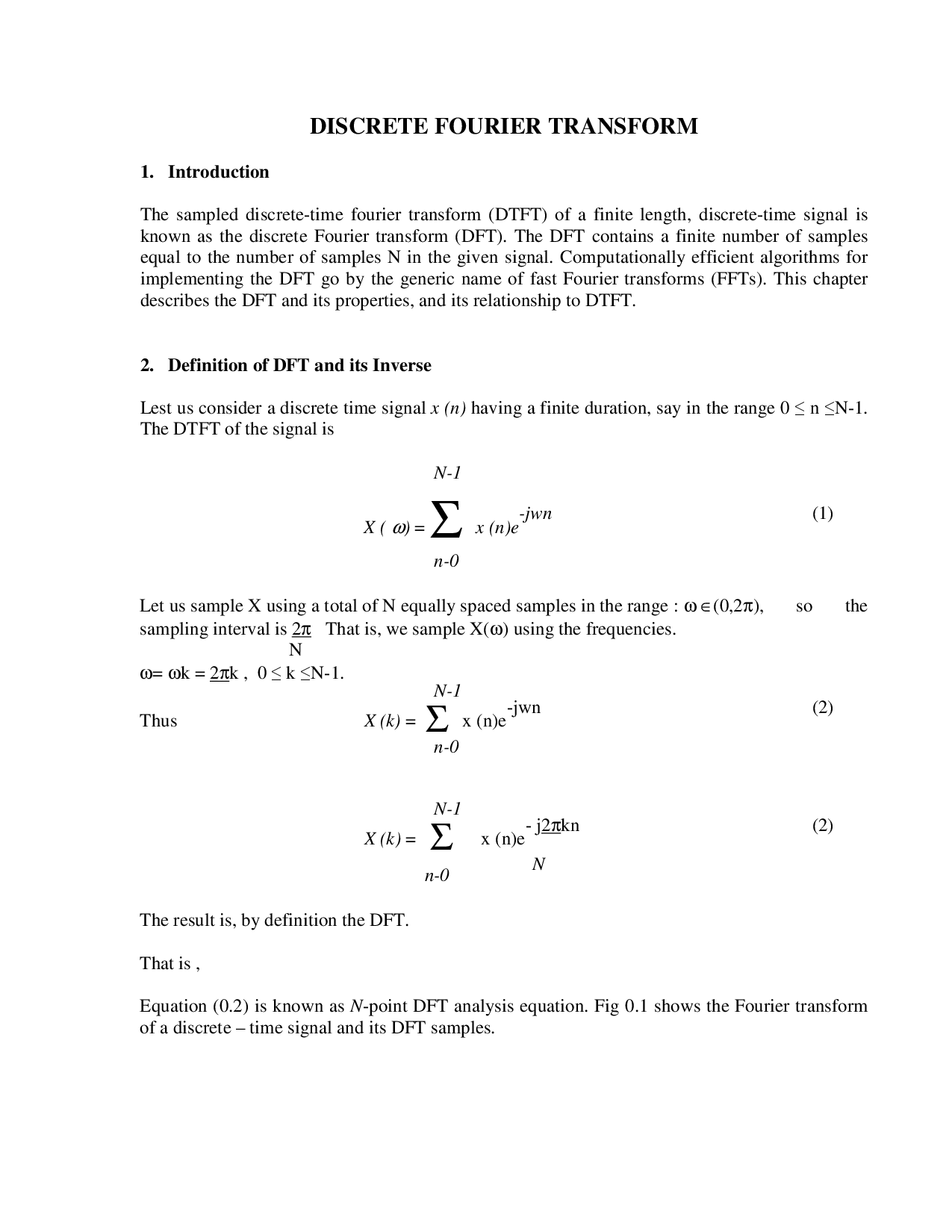 JNTU Study Material For Digital Signal Processing (Electronics And Communication Engineering) - Page 2