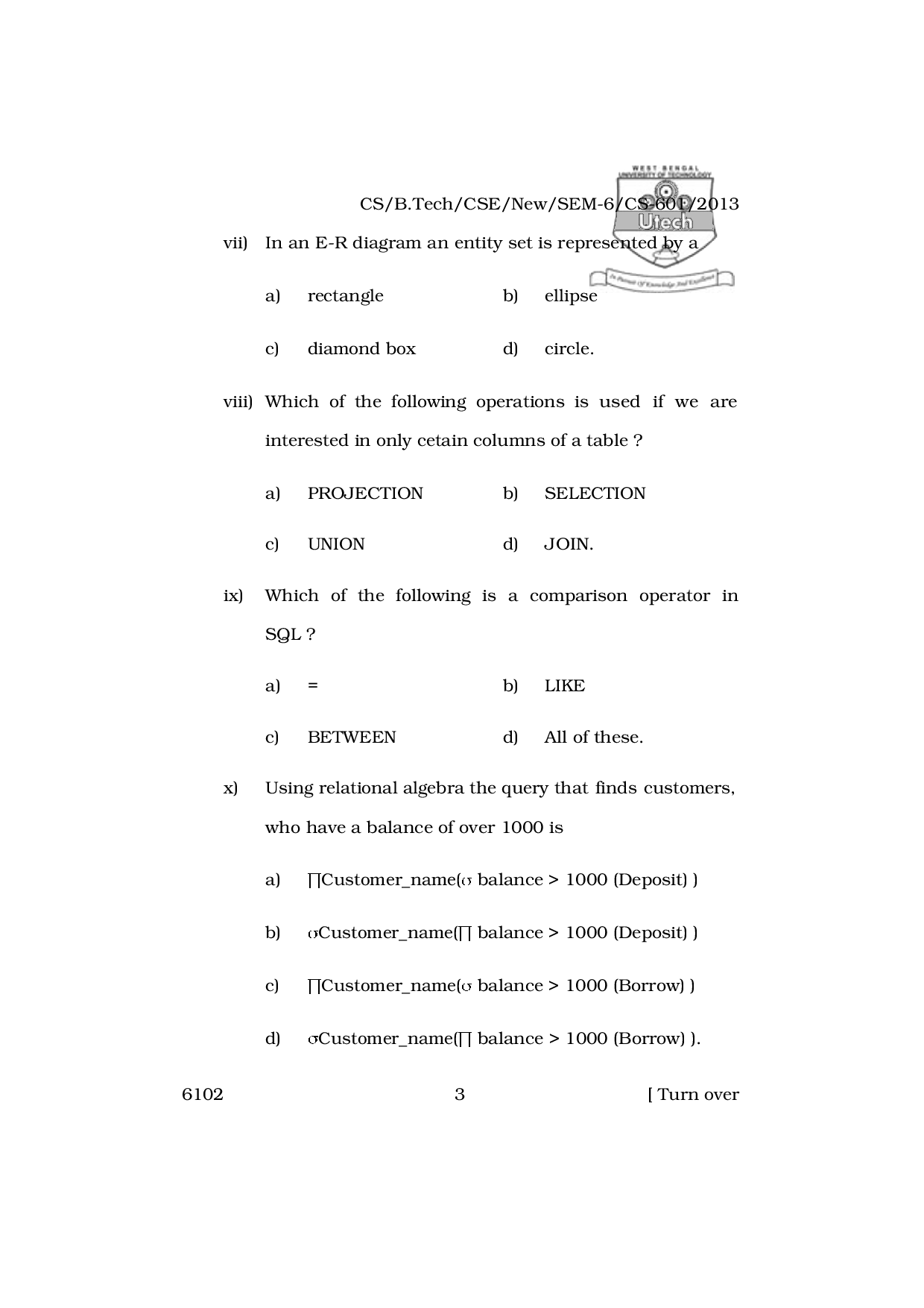 WBUT Computer Science Engineering 6th Semester Previous Year Question Paper - Page 4