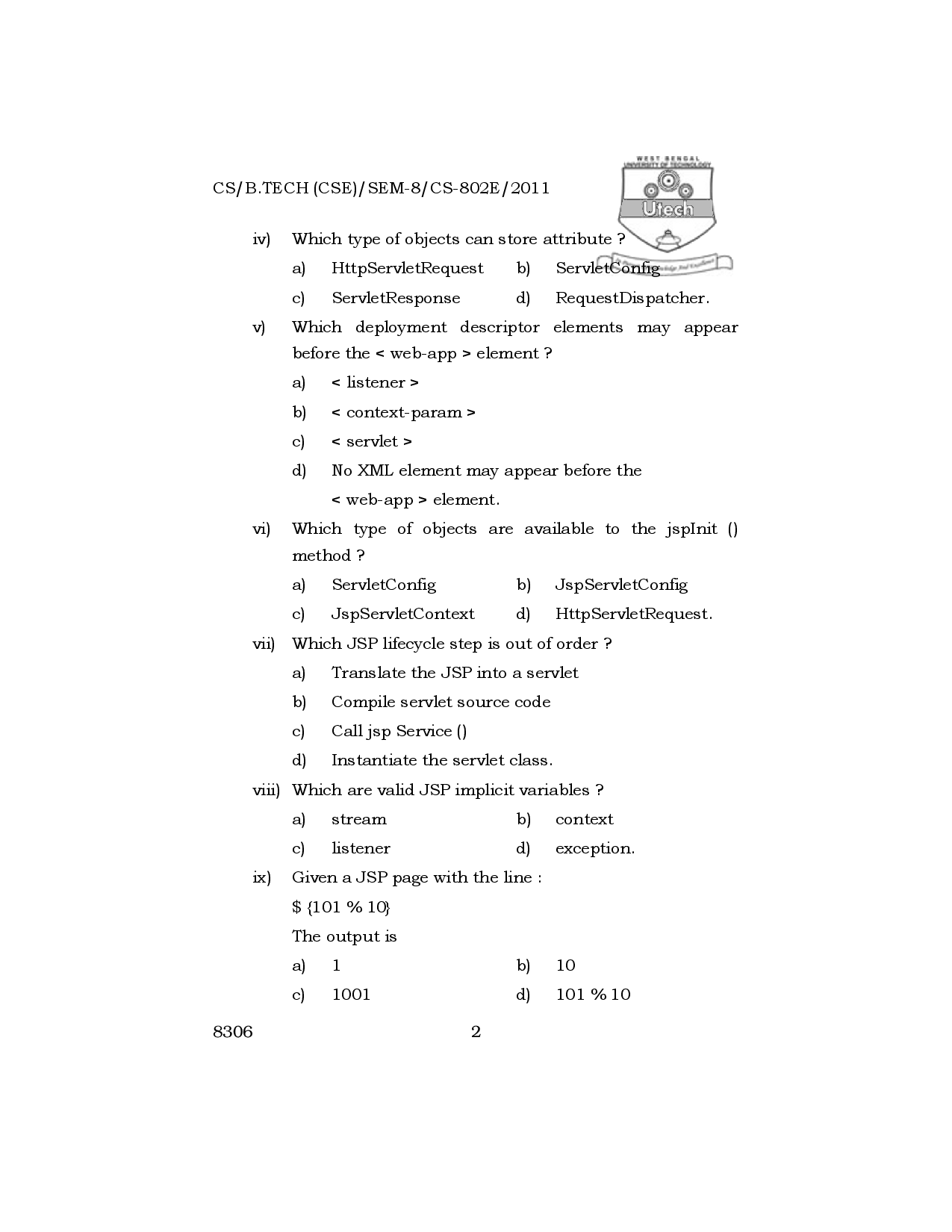 WBUT Computer Science Engineering 8th Semester Previous Year Question Paper - Page 3