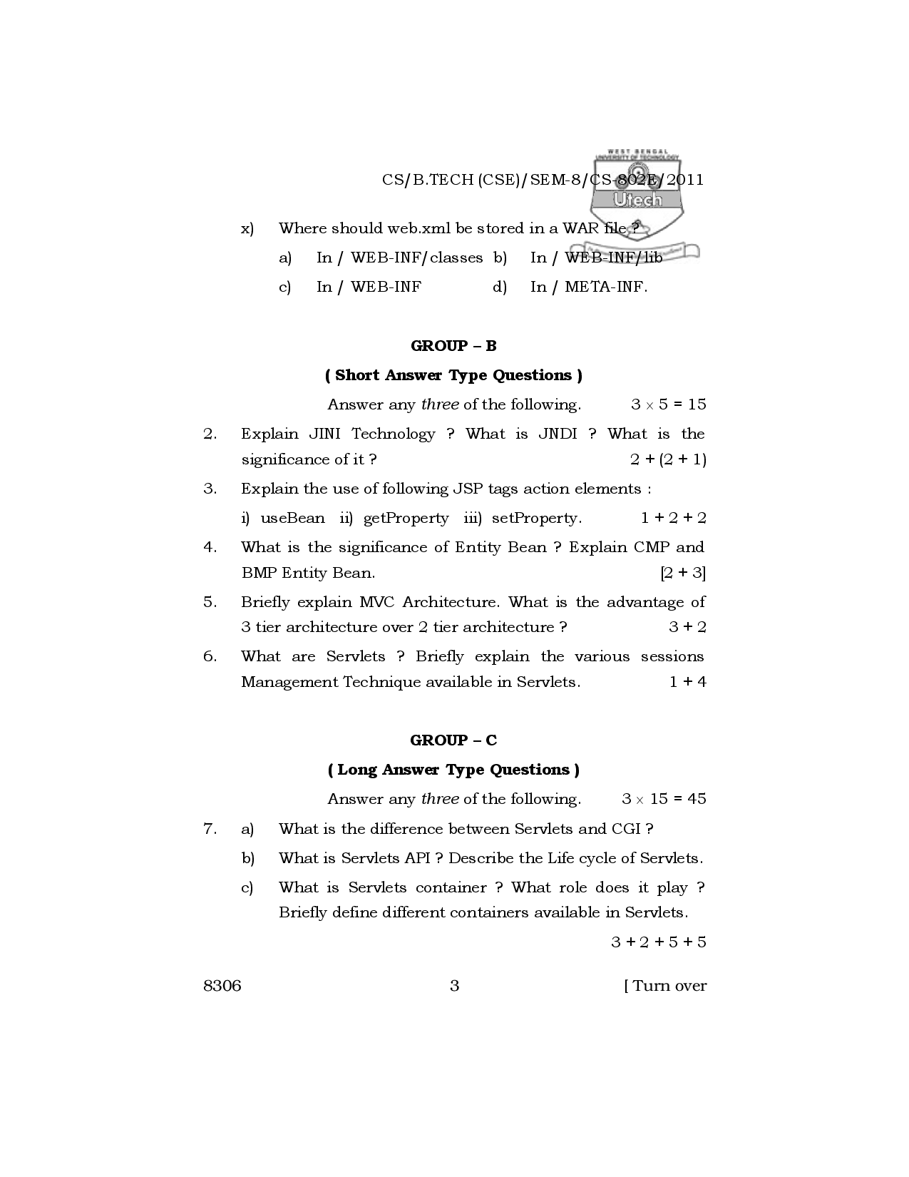 WBUT Computer Science Engineering 8th Semester Previous Year Question Paper - Page 4